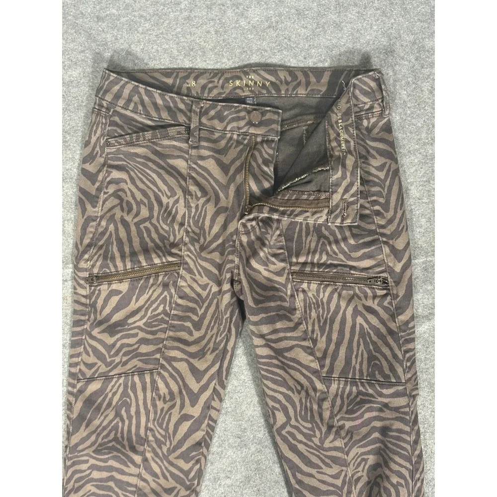 White House Black Market‎ Zebra Print The Skinny Crop Pants Brown Black Size 8